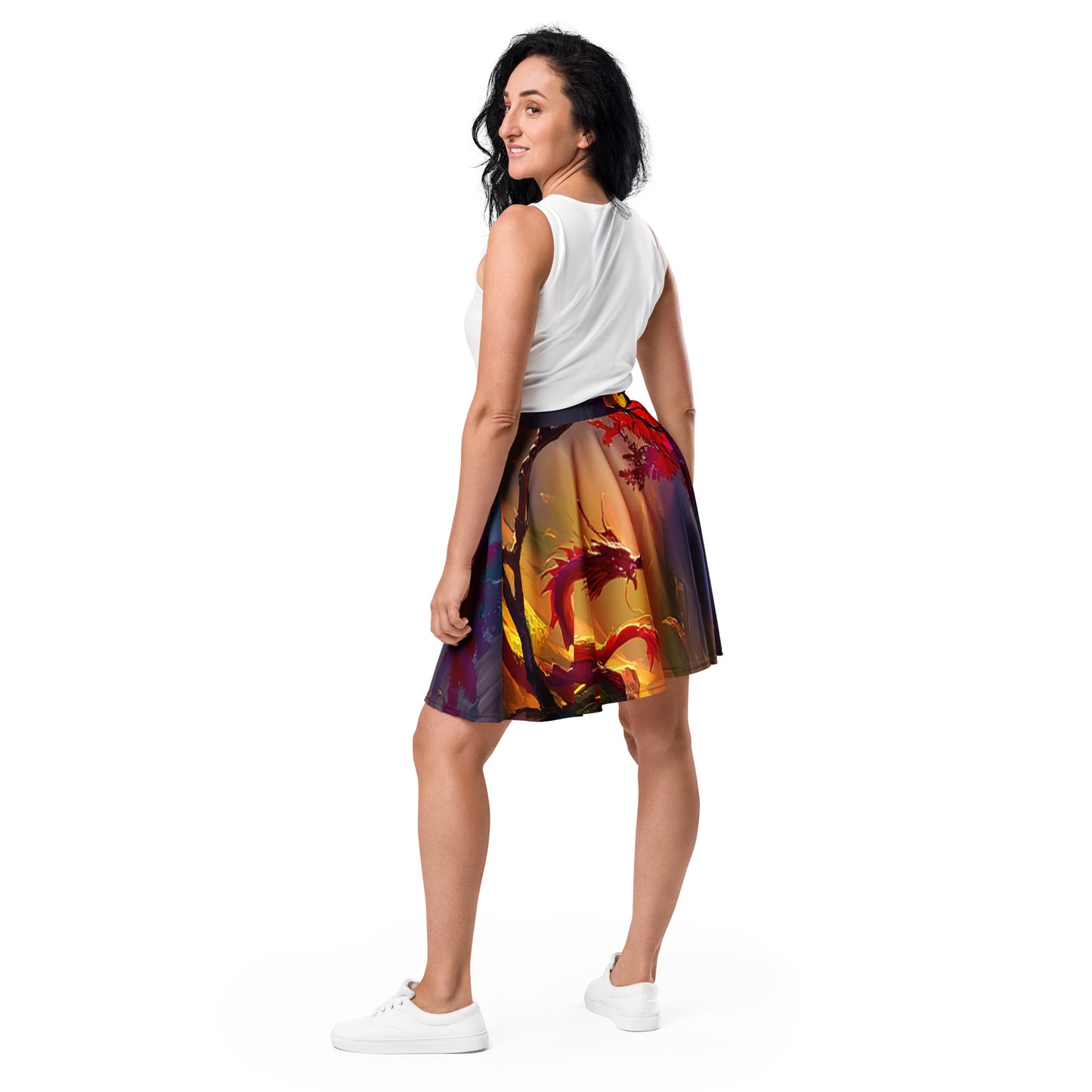 Morning After Red Dragon Skater Skirt Back