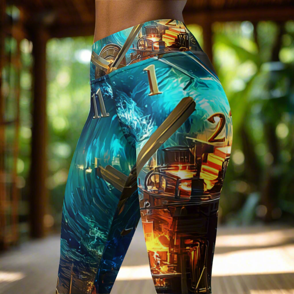 Can't Stop the Clock 1 - Rock Band Yoga Leggings