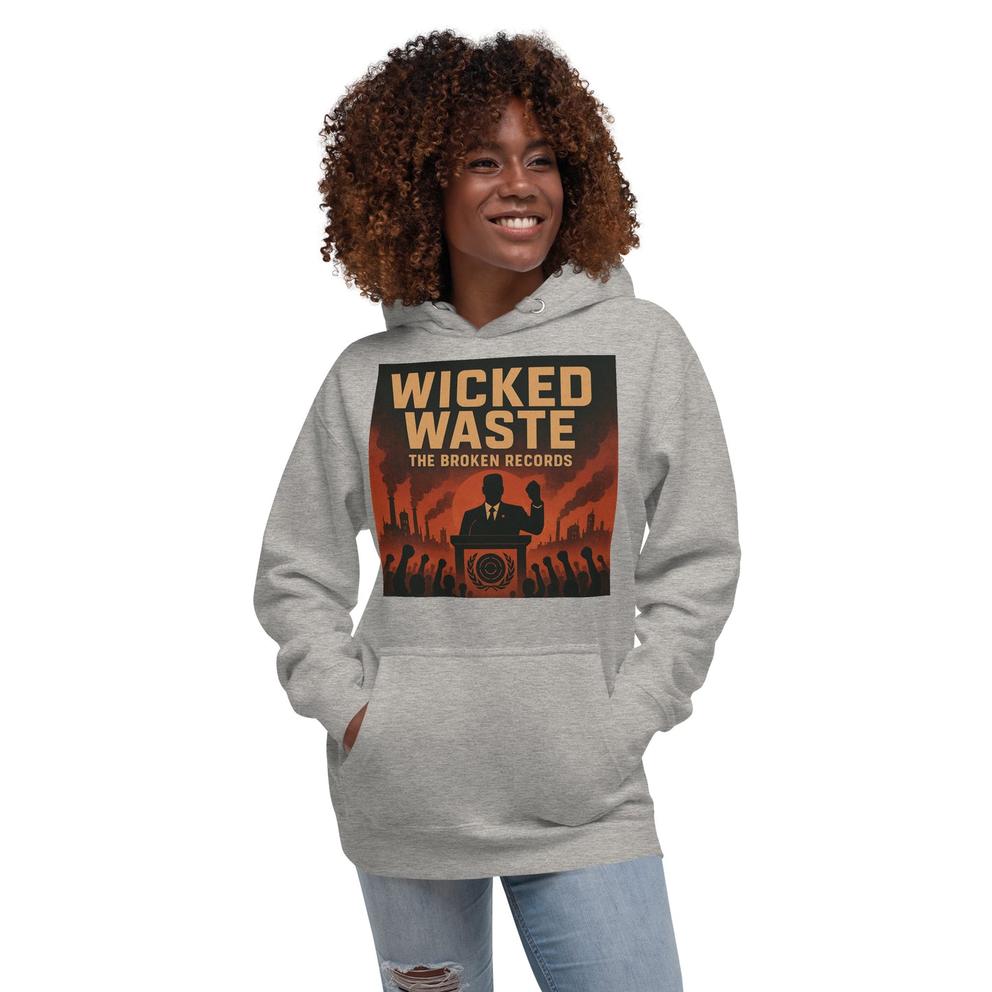 Wicked Waste Unisex Rock Band Hoodie - Carbon Grey