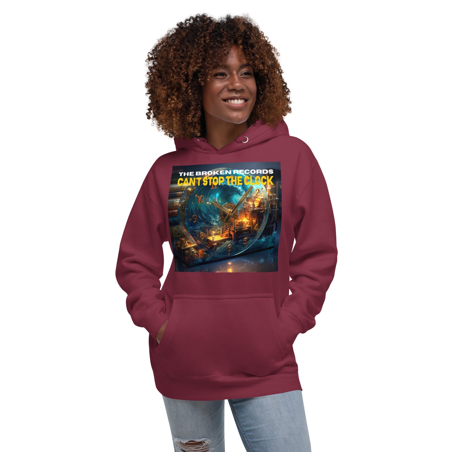 Can't Stop the Clock 1 Unisex Rock Band Hoodie - Maroon