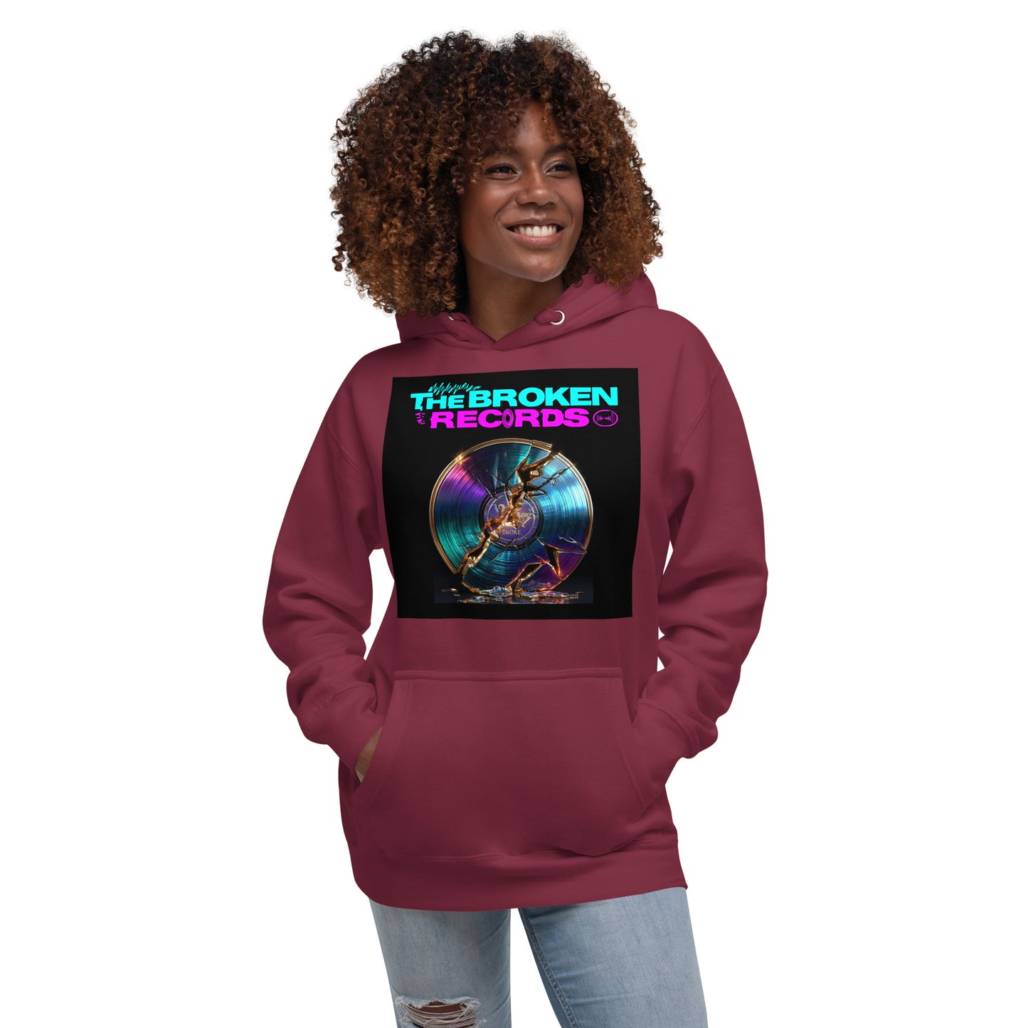 The Broken Records Album Unisex Rock Band Hoodie - Maroon