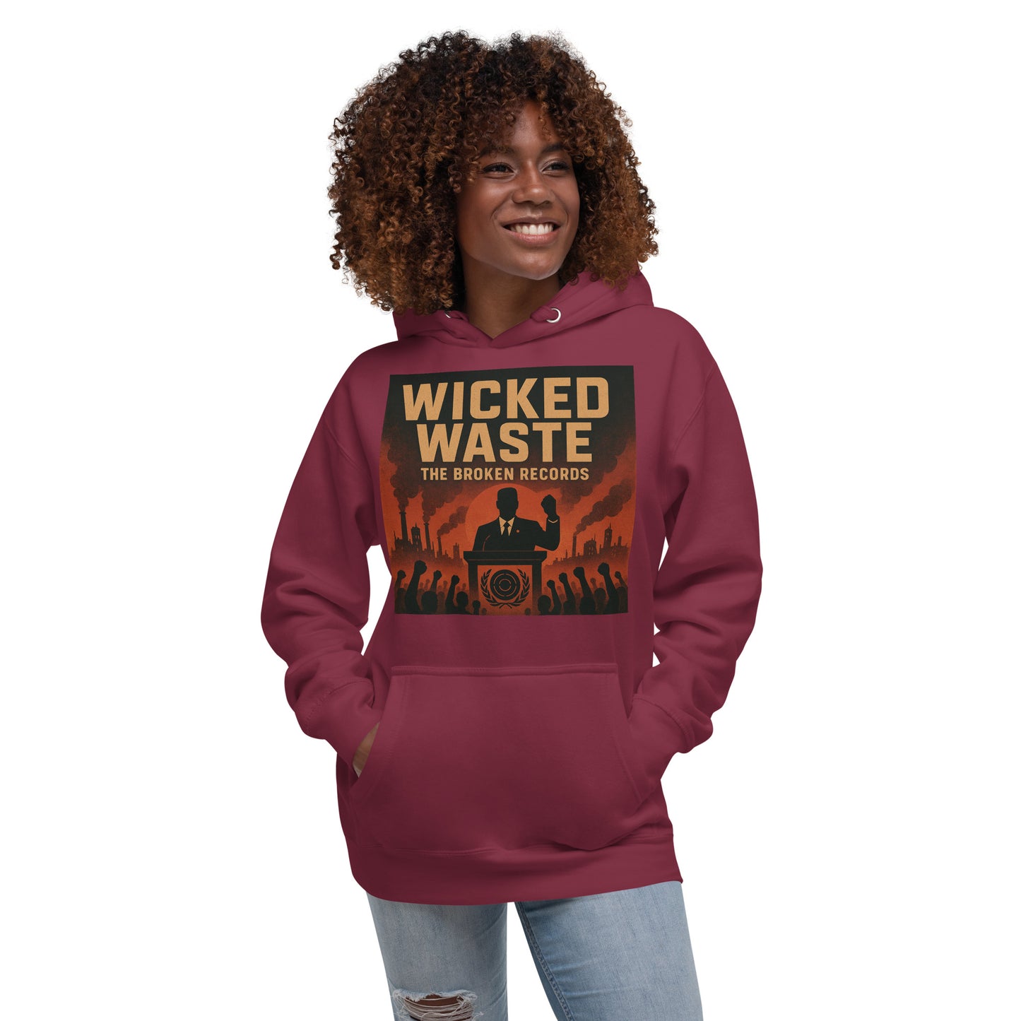 Wicked Waste Unisex Rock Band Hoodie - Maroon