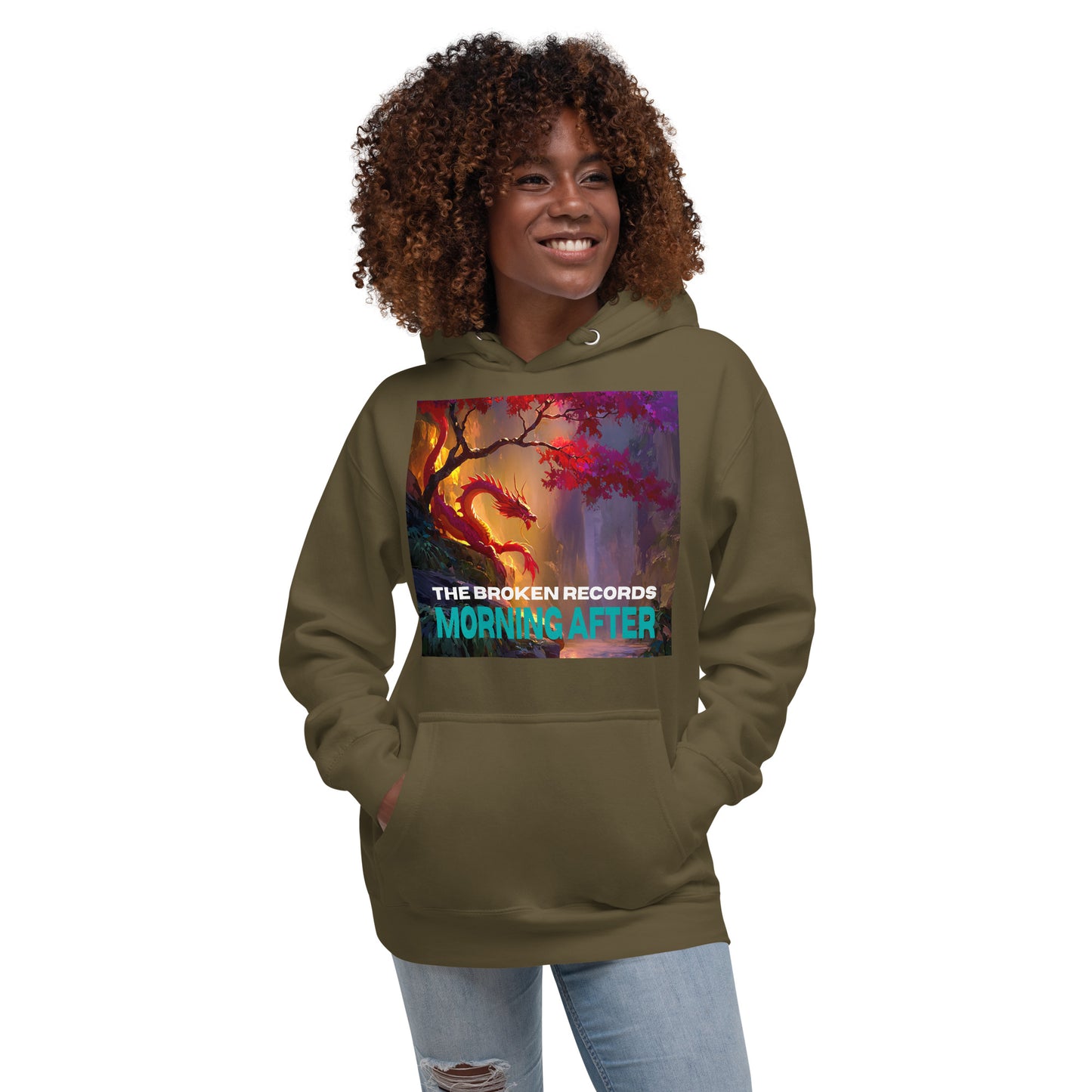Morning After Red Dragon 1 Unisex Rock Band Hoodie - Military Green