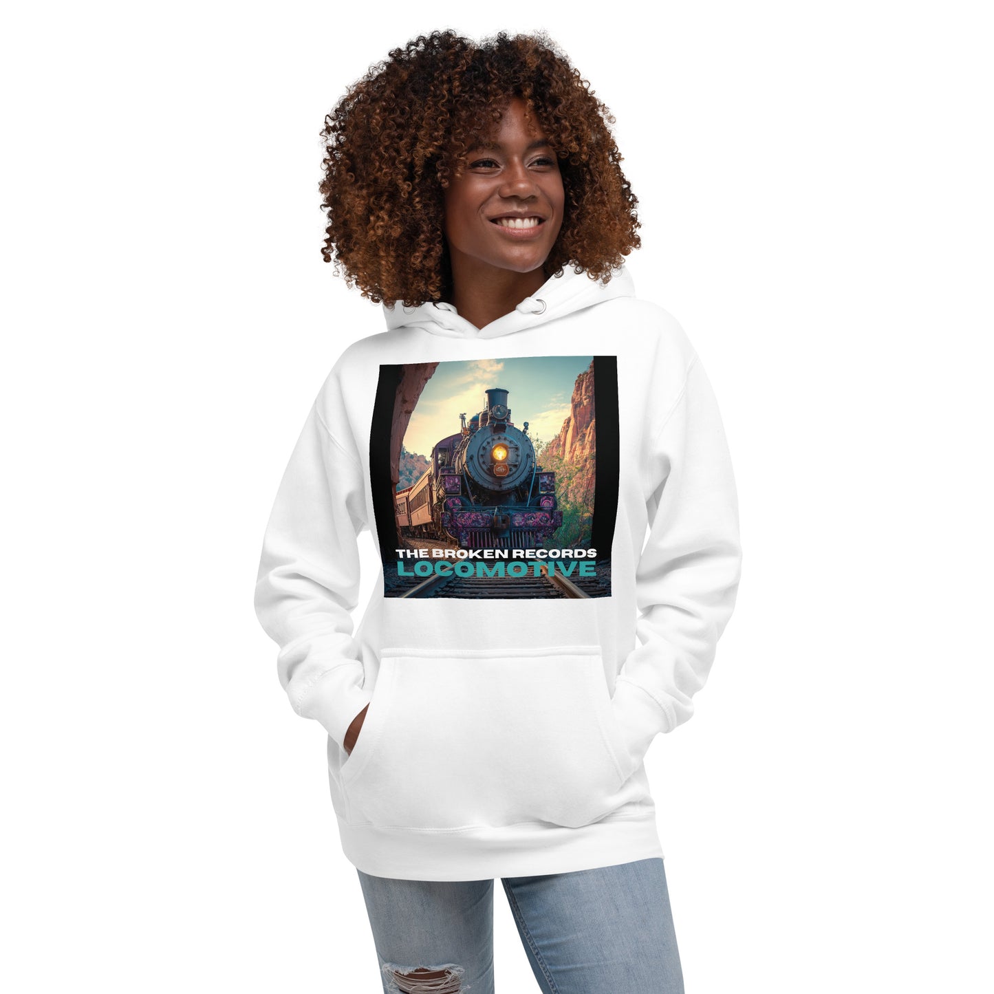 Locomotive Unisex Rock Band Hoodie - White