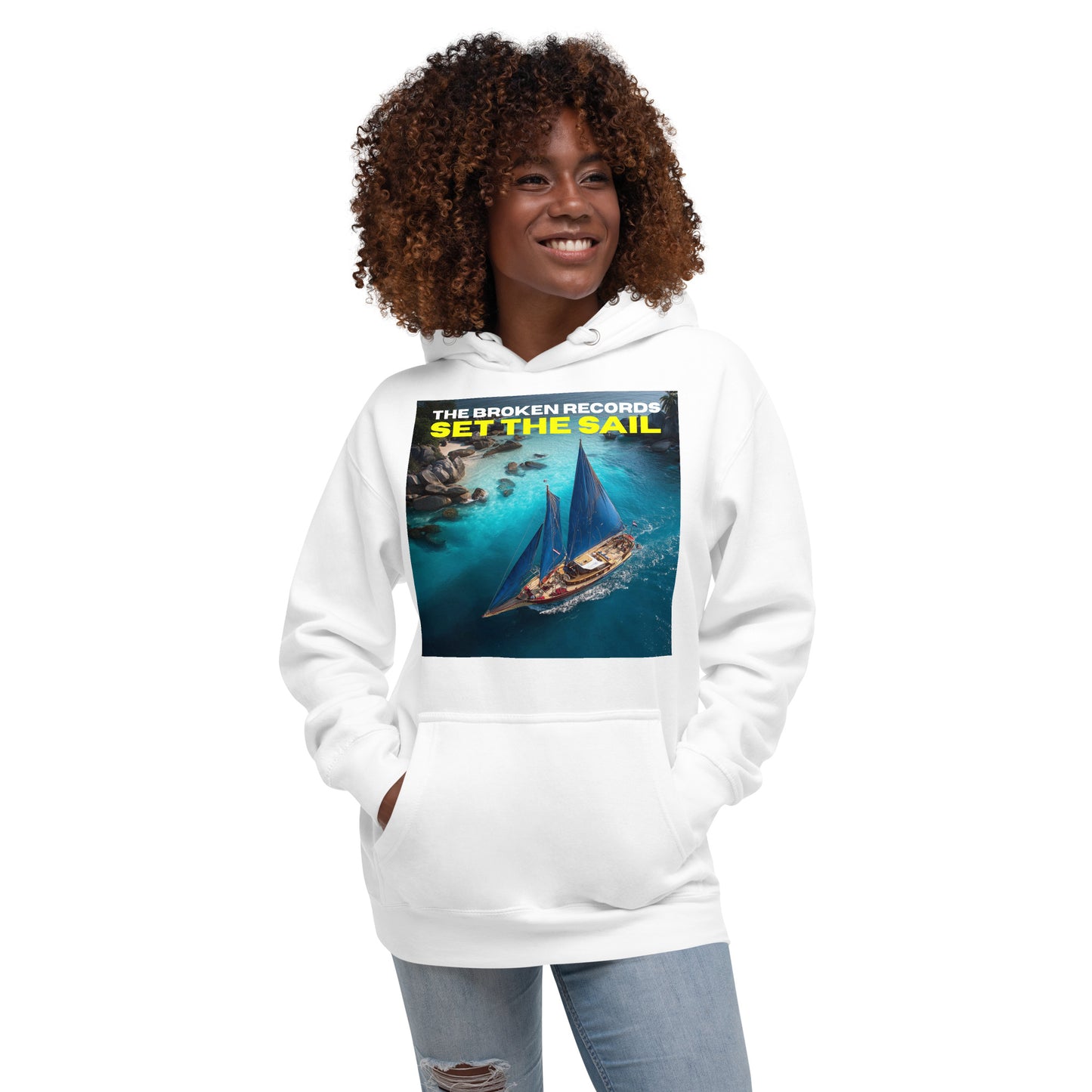 Set the Sail Unisex Rock Band Hoodie - White