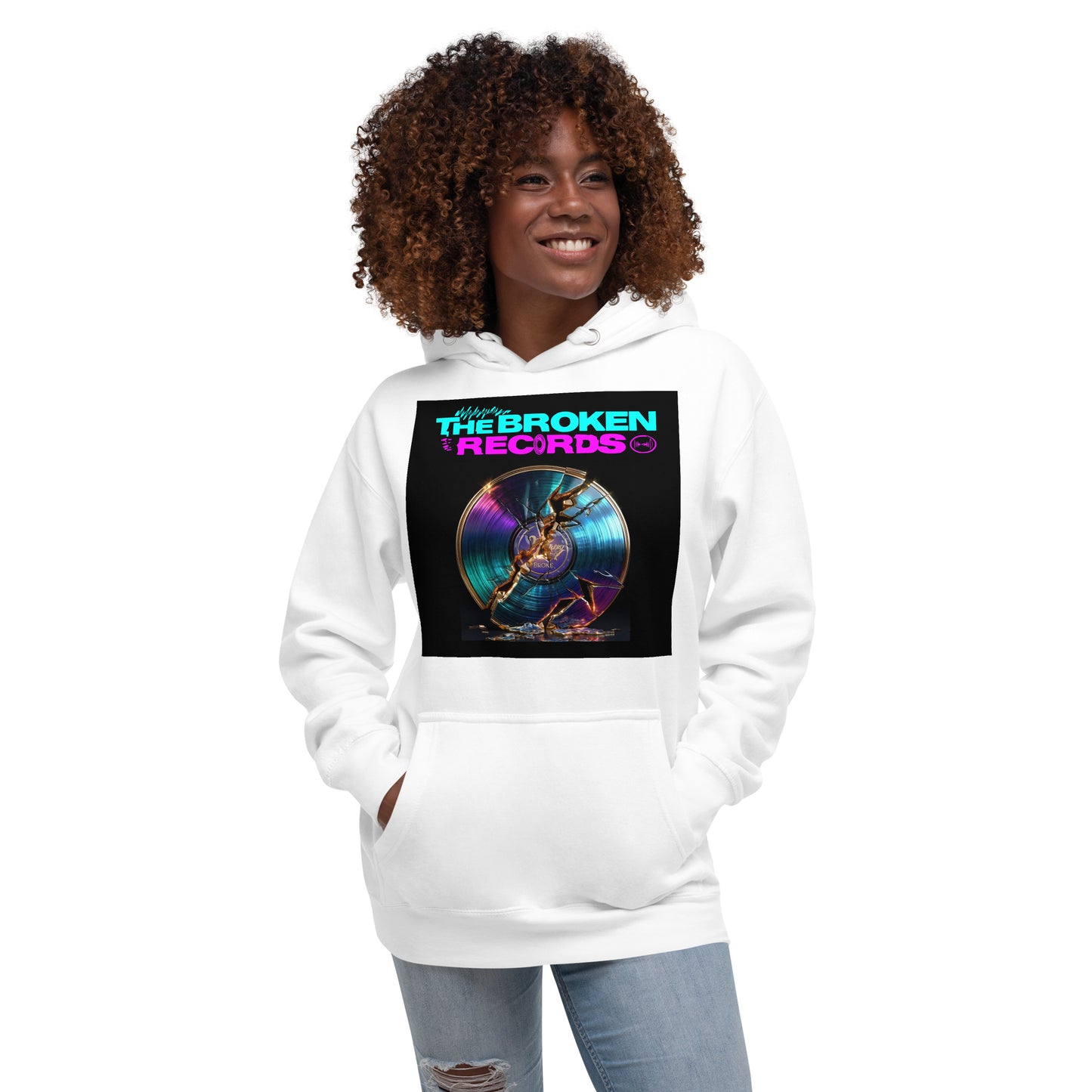 The Broken Records Album Unisex Rock Band Hoodie - White