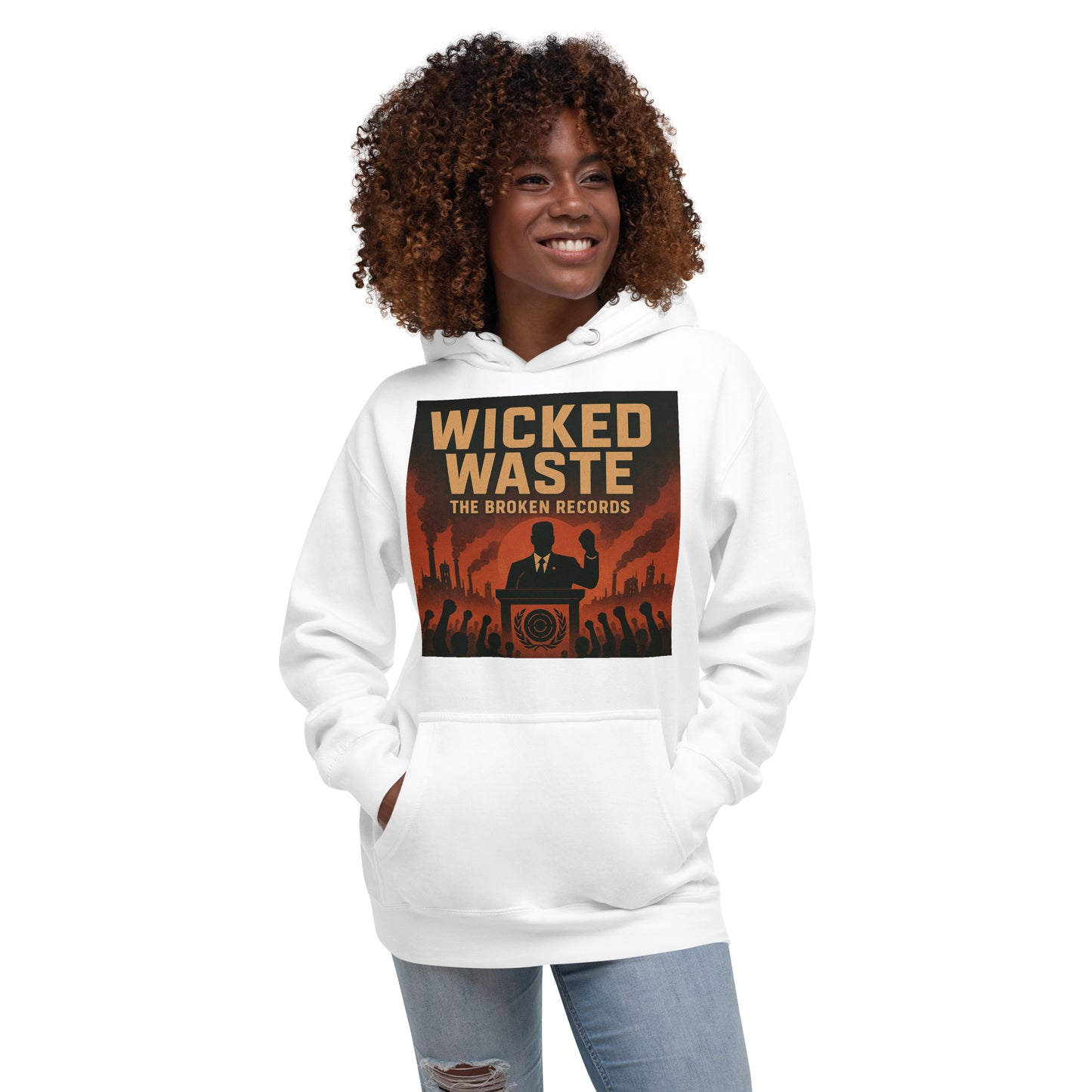 Wicked Waste Unisex Rock Band Hoodie - White