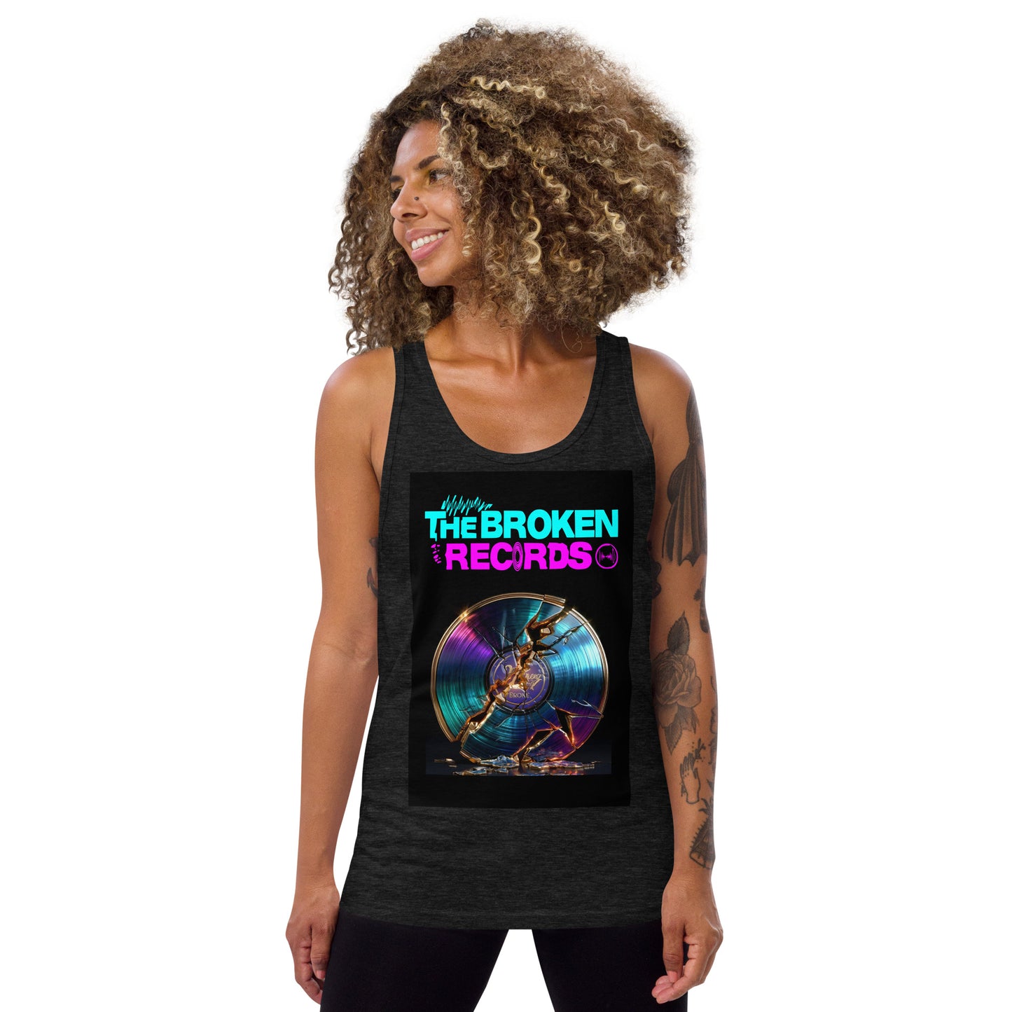 The Broken Records Album - Tank Top Charcoal Black