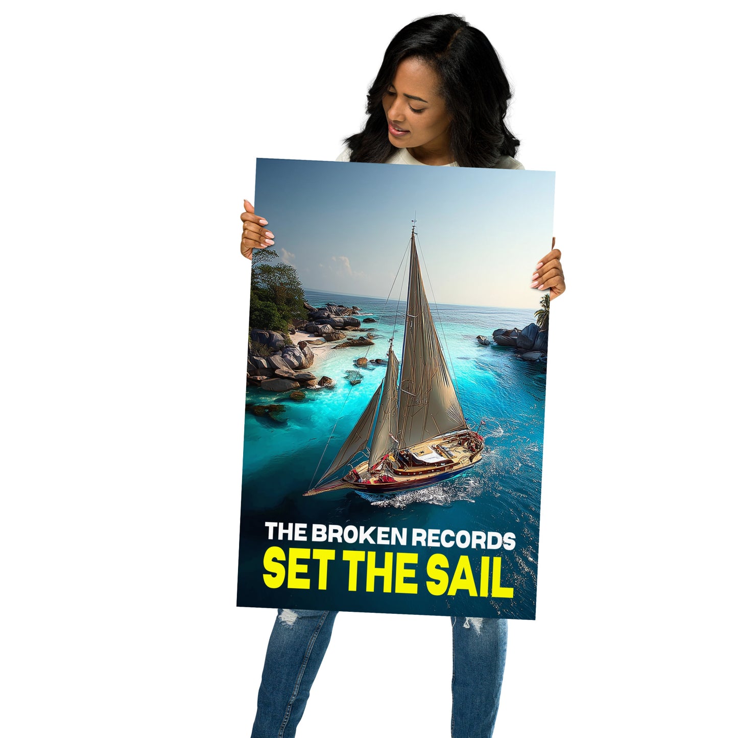Set the Sail Album Art Poster 20” by 30” held by a model