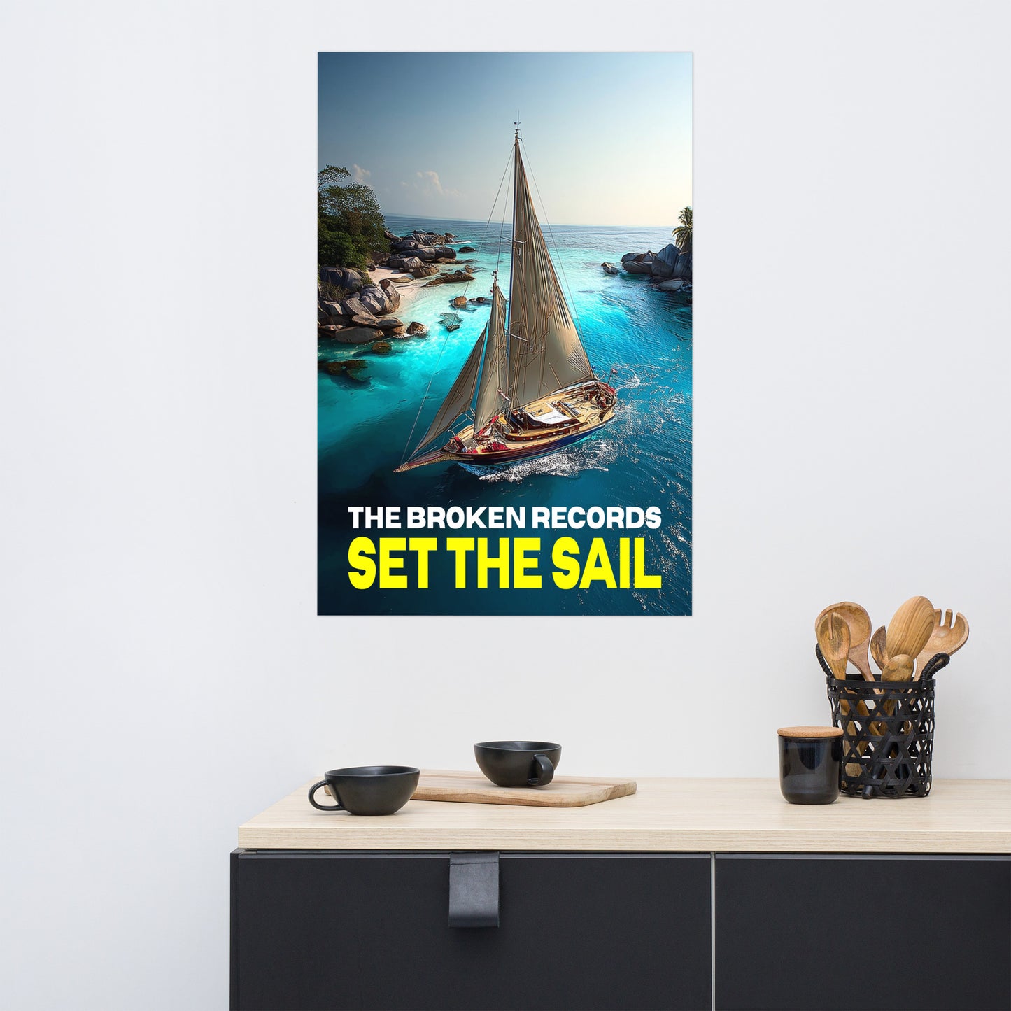 Set the Sail Album Art Poster 24” by 36” shown on the wall