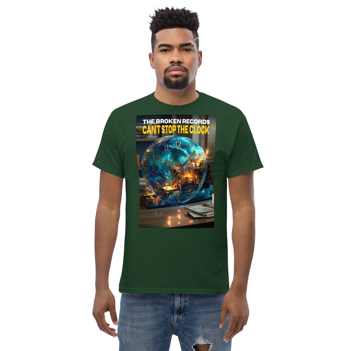 Can’t Stop the Clock Unisex Rock Band T-Shirt - Forest Green