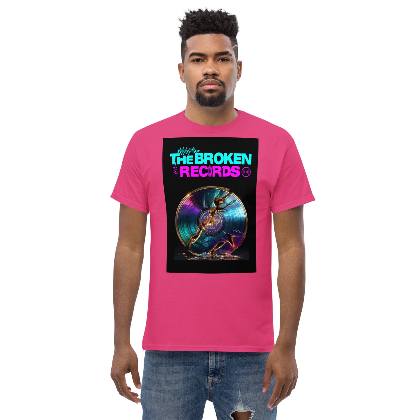 The Broken Records Unisex Rock Band T-Shirt - Heliconia