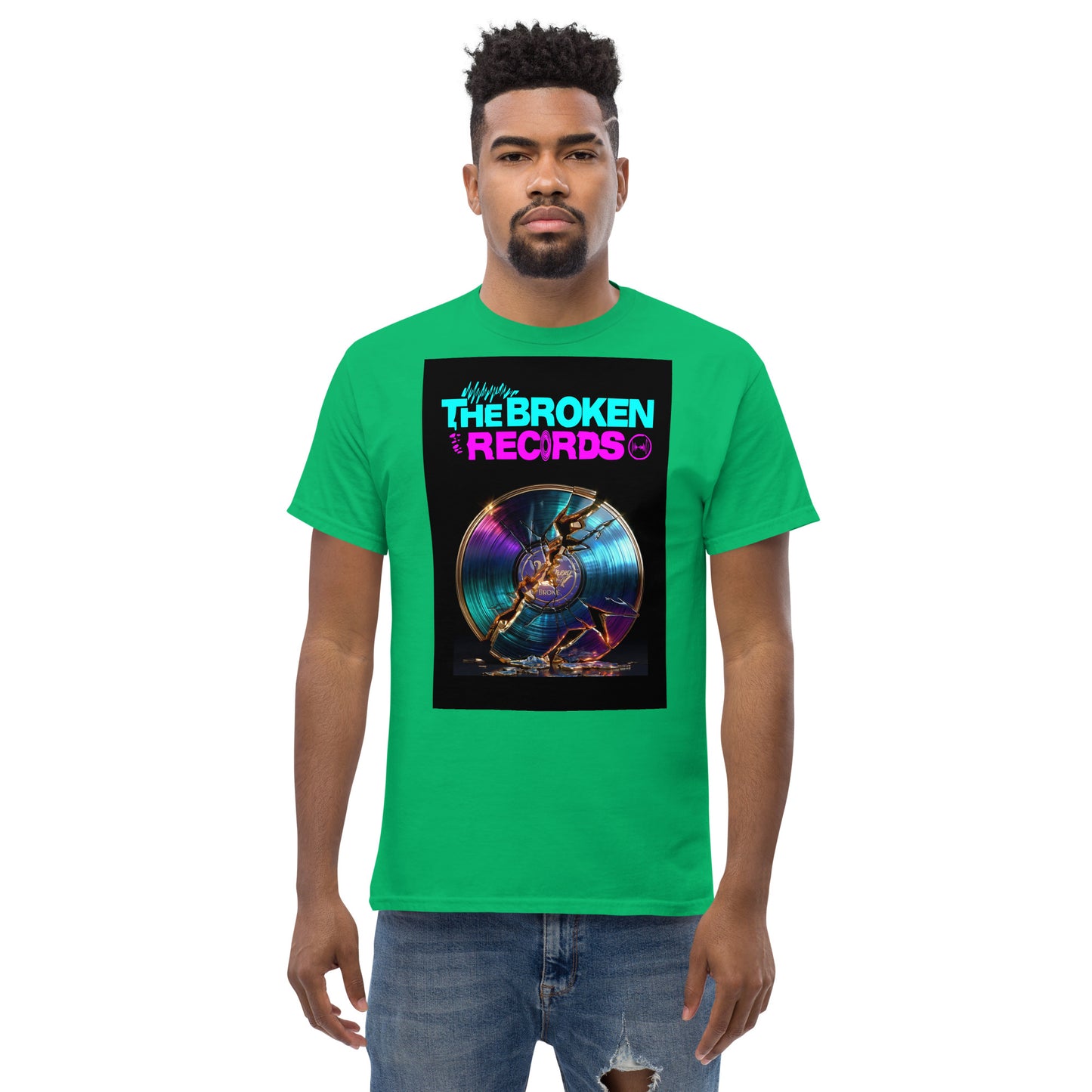 The Broken Records Unisex Rock Band T-Shirt - Irish Green