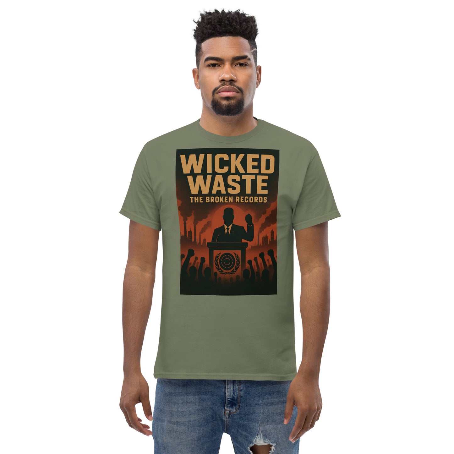 Wicked Waste Unisex Rock Band T-Shirt - Military Green