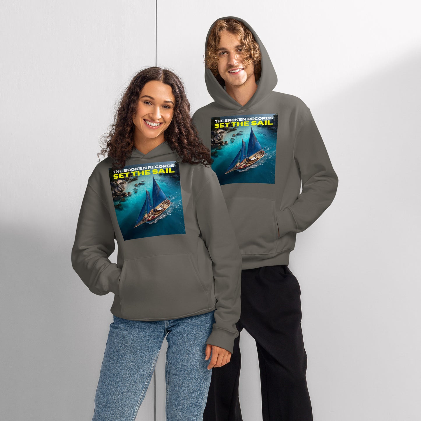 Set the Sail Oversized Heavyweight Rock Band Hoodie - Asphalt