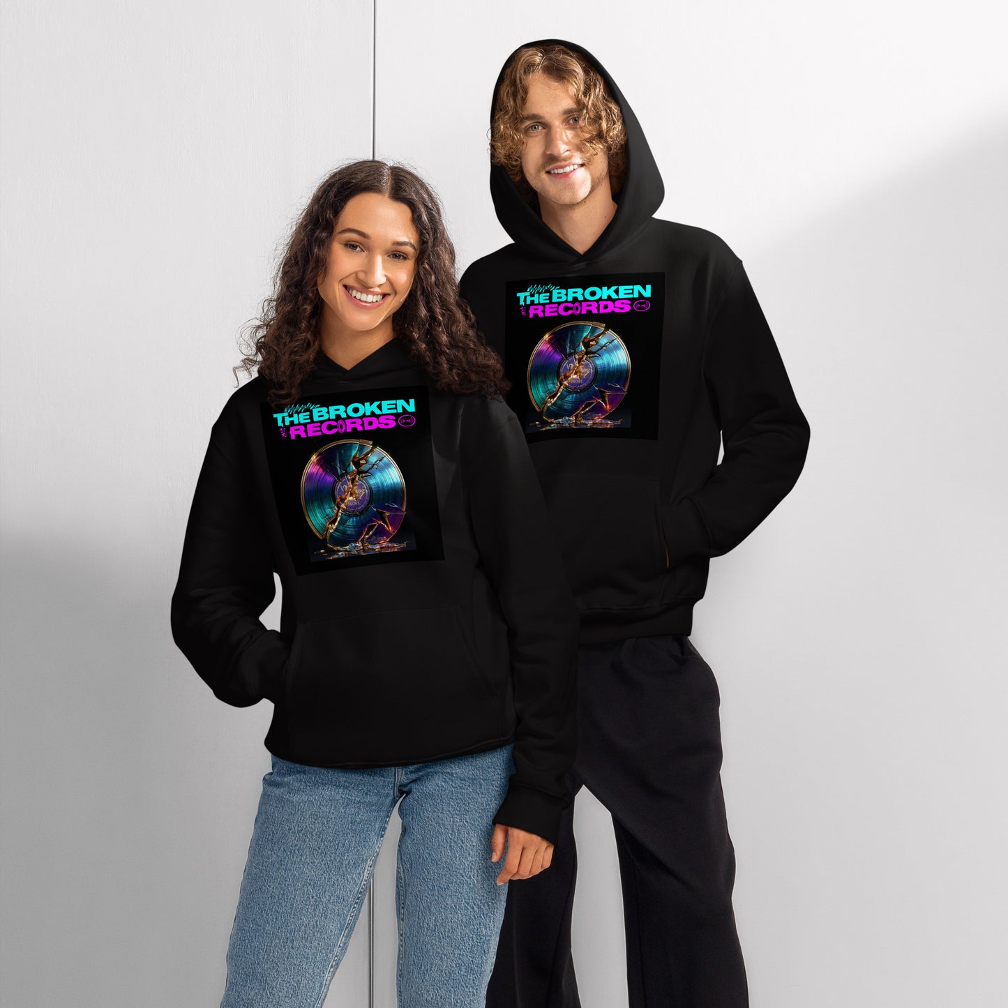 The Broken Records Album Oversized Heavyweight Rock Band Hoodie - Black
