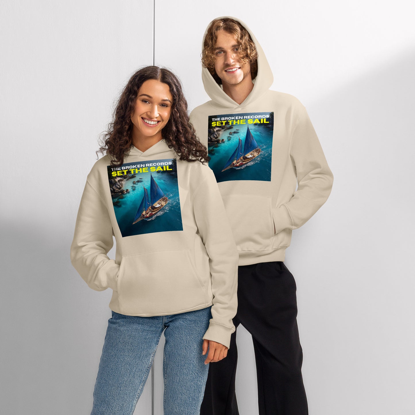 Set the Sail Oversized Heavyweight Rock Band Hoodie - Dust