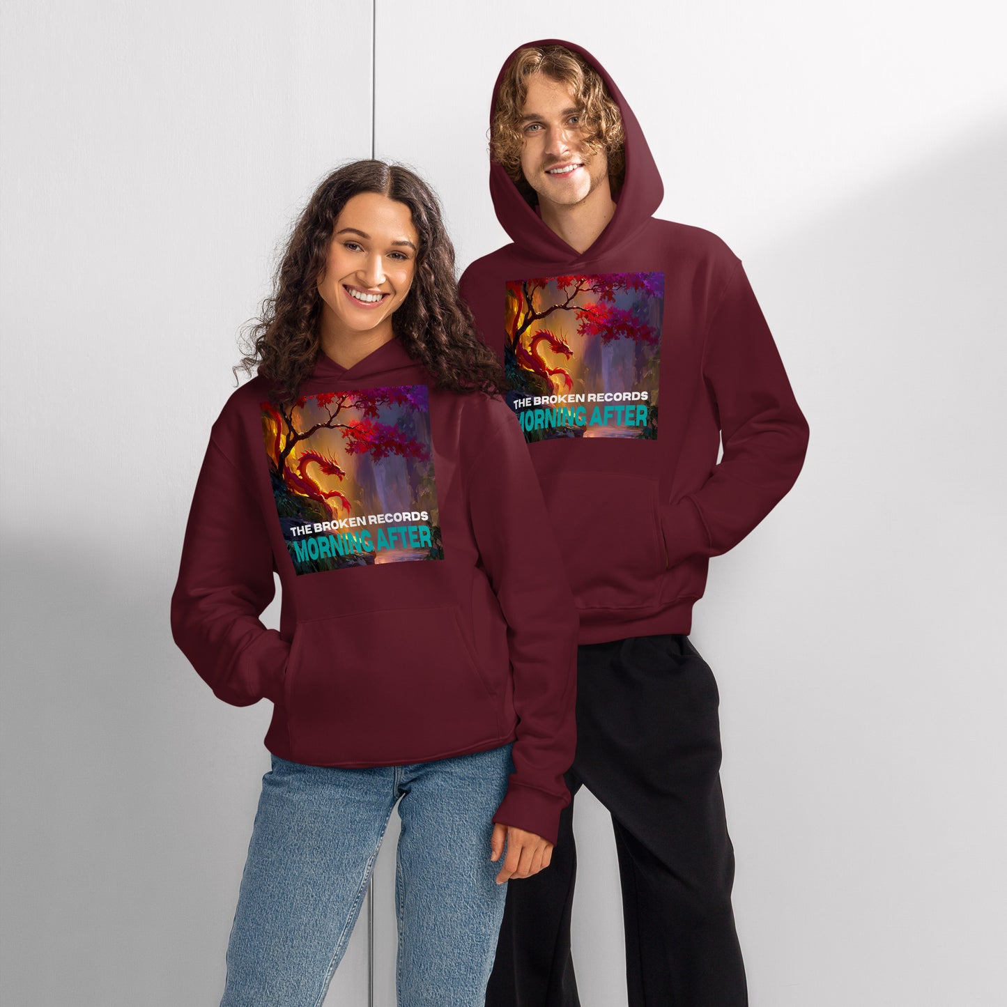 Morning After Red Dragon 1 Oversized Heavyweight Rock Band Hoodie - Maroon