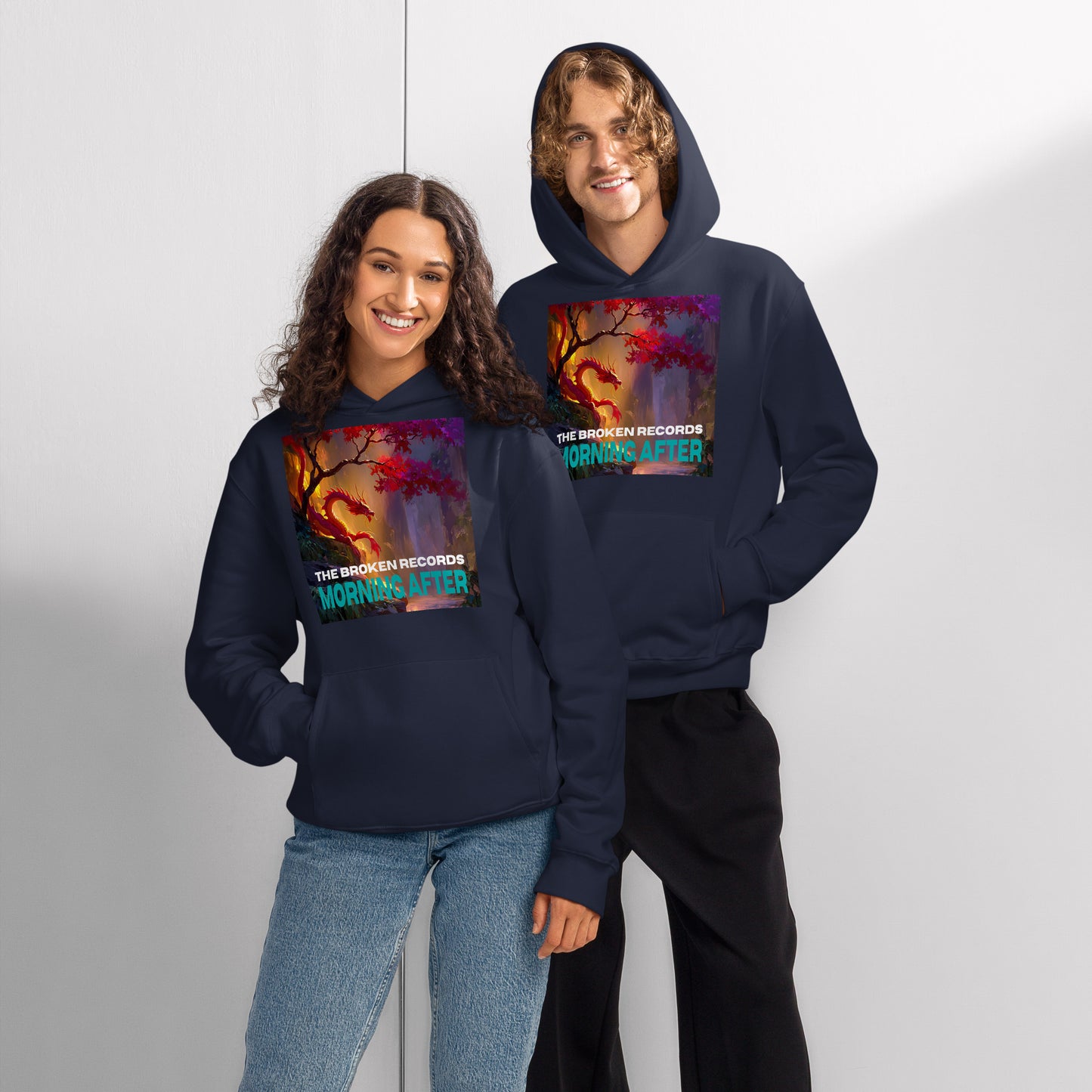 Morning After Red Dragon 1 Oversized Heavyweight Rock Band Hoodie - Navy