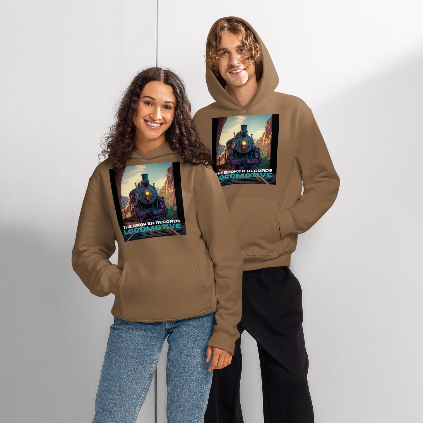 Locomotive Oversized Heavyweight Rock Band Hoodie - Vintage Brown