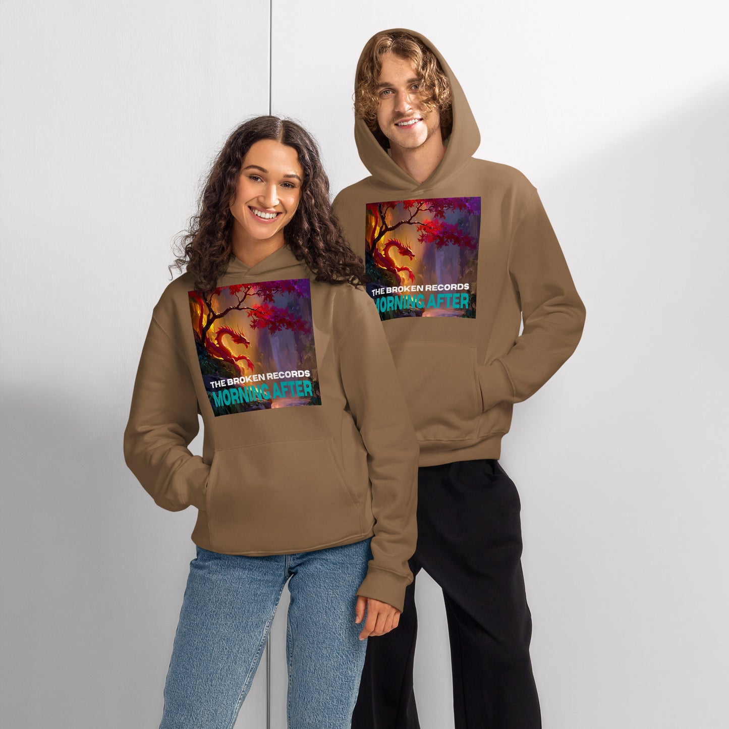 Morning After Red Dragon 1 Oversized Heavyweight Rock Band Hoodie - Vintage Brown