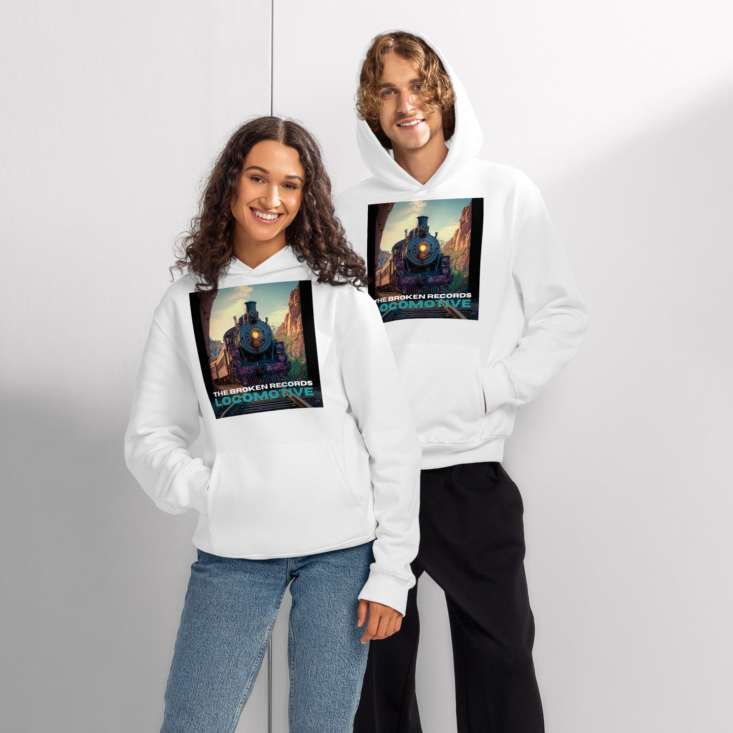 Locomotive Oversized Heavyweight Rock Band Hoodie - White