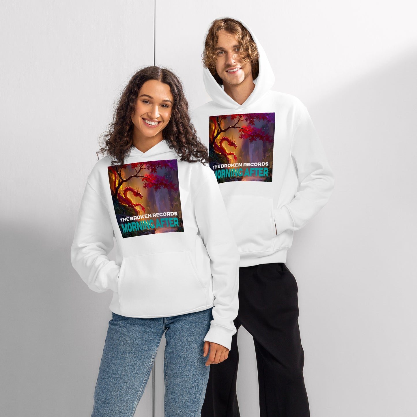 Morning After Red Dragon 1 Oversized Heavyweight Rock Band Hoodie - White