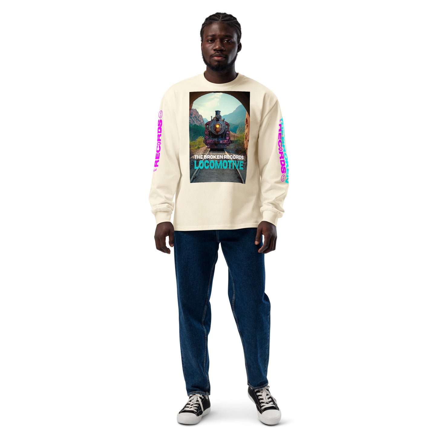Locomotive Unisex Premium Heavyweight Long Sleeve Rock Band Shirt - Ecru