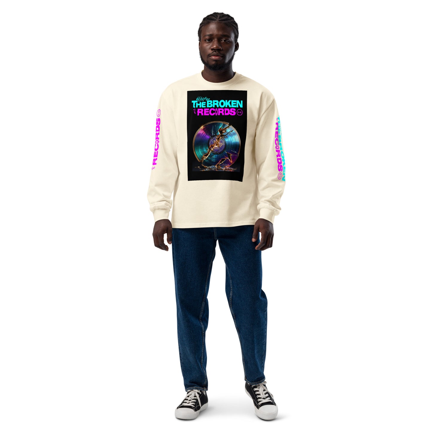 The Broken Records Album Unisex Premium Heavyweight Long Sleeve Rock Band Shirt - Ecru