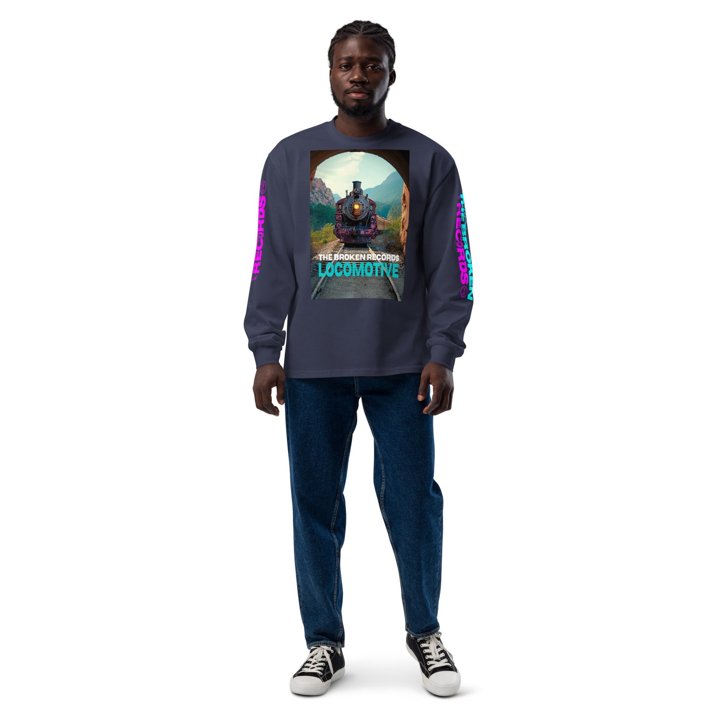 Locomotive Unisex Premium Heavyweight Long Sleeve Rock Band Shirt - Midnight Blue