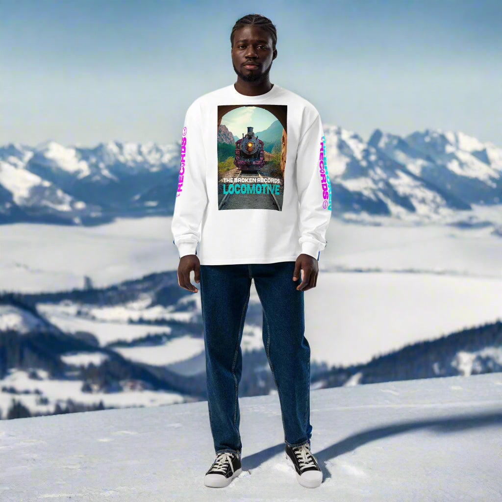 Locomotive Unisex Premium Heavyweight Long Sleeve Rock Band Shirt - White