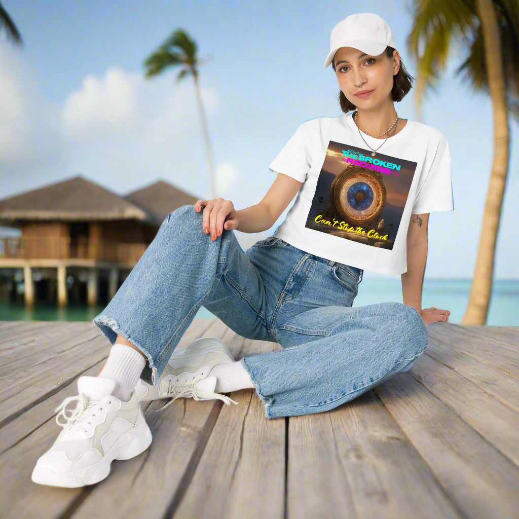 Can't Stop the Clock 2 Women’s Crop Top - White