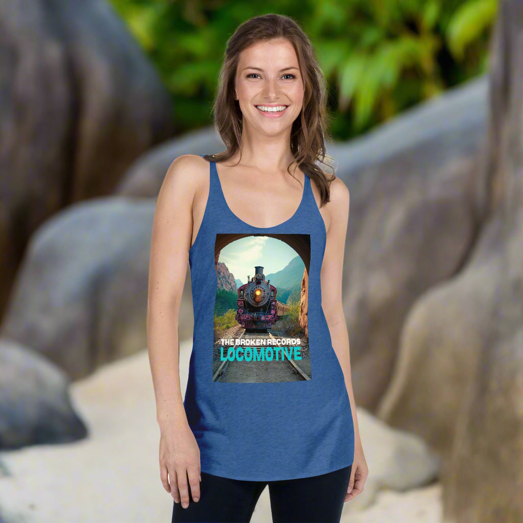 Locomotive Women's Racerback Rock Band Tank - Vintage Royal Blue
