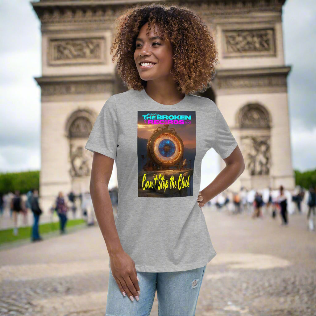 Can't Stop the Clock 2 Women's Relaxed Rock Band T-Shirt - Athletic Heather