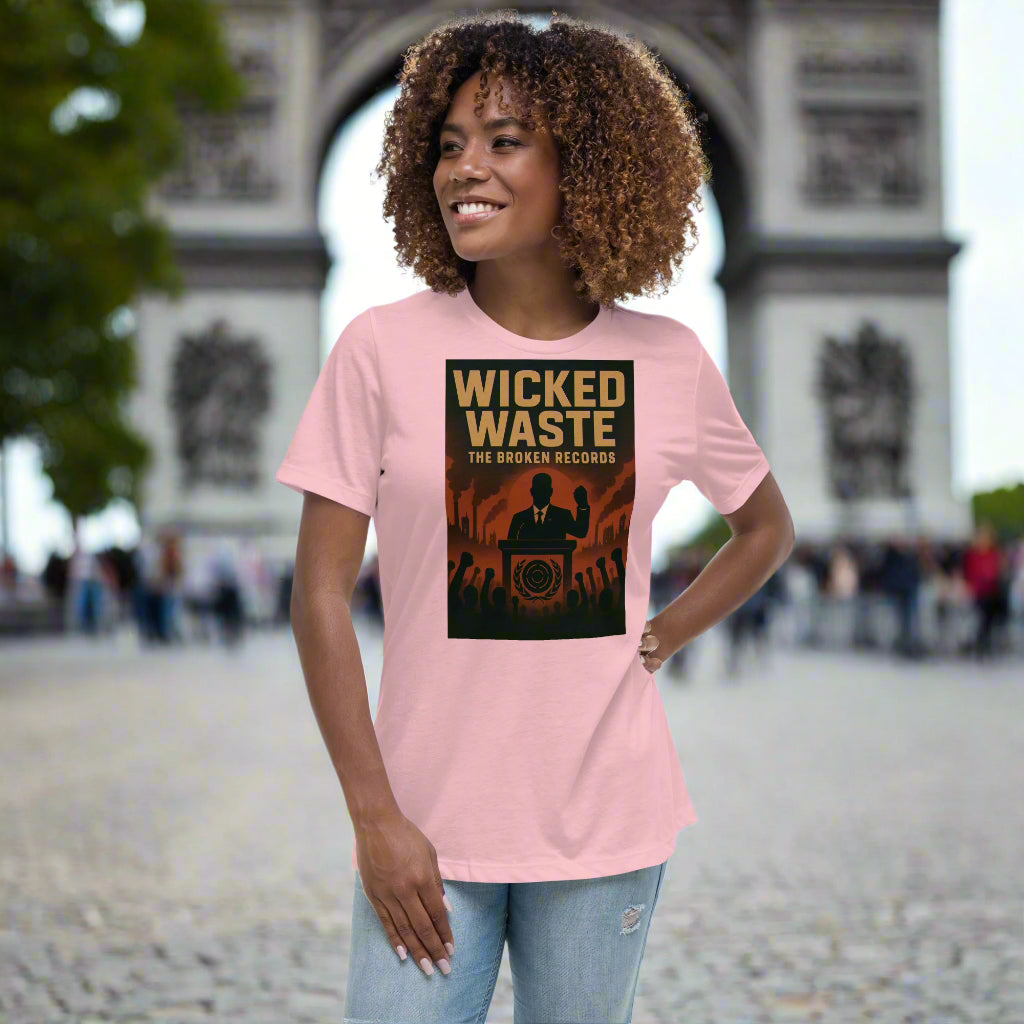 Wicked Waste Women's Relaxed Rock Band T-Shirt - Pink