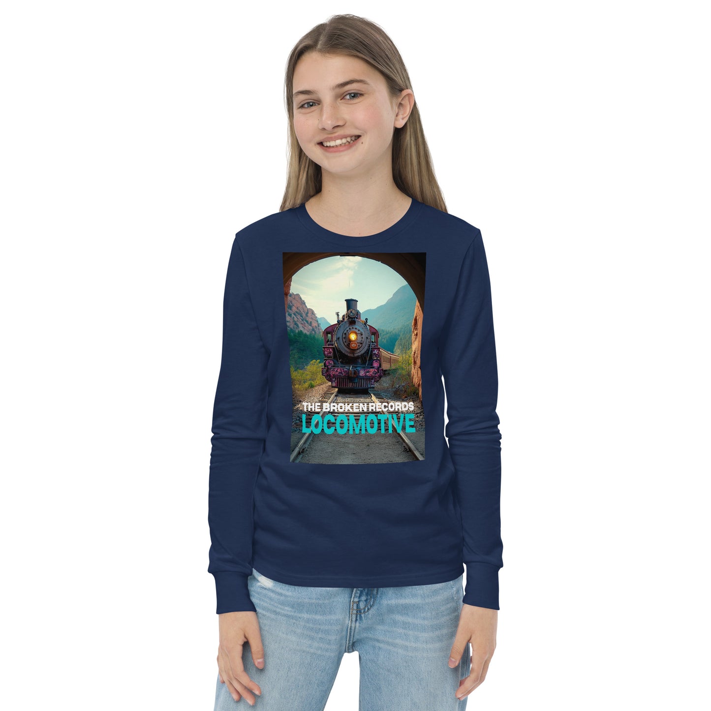 Locomotive Youth Long Sleeve Rock Band T-Shirt - Navy
