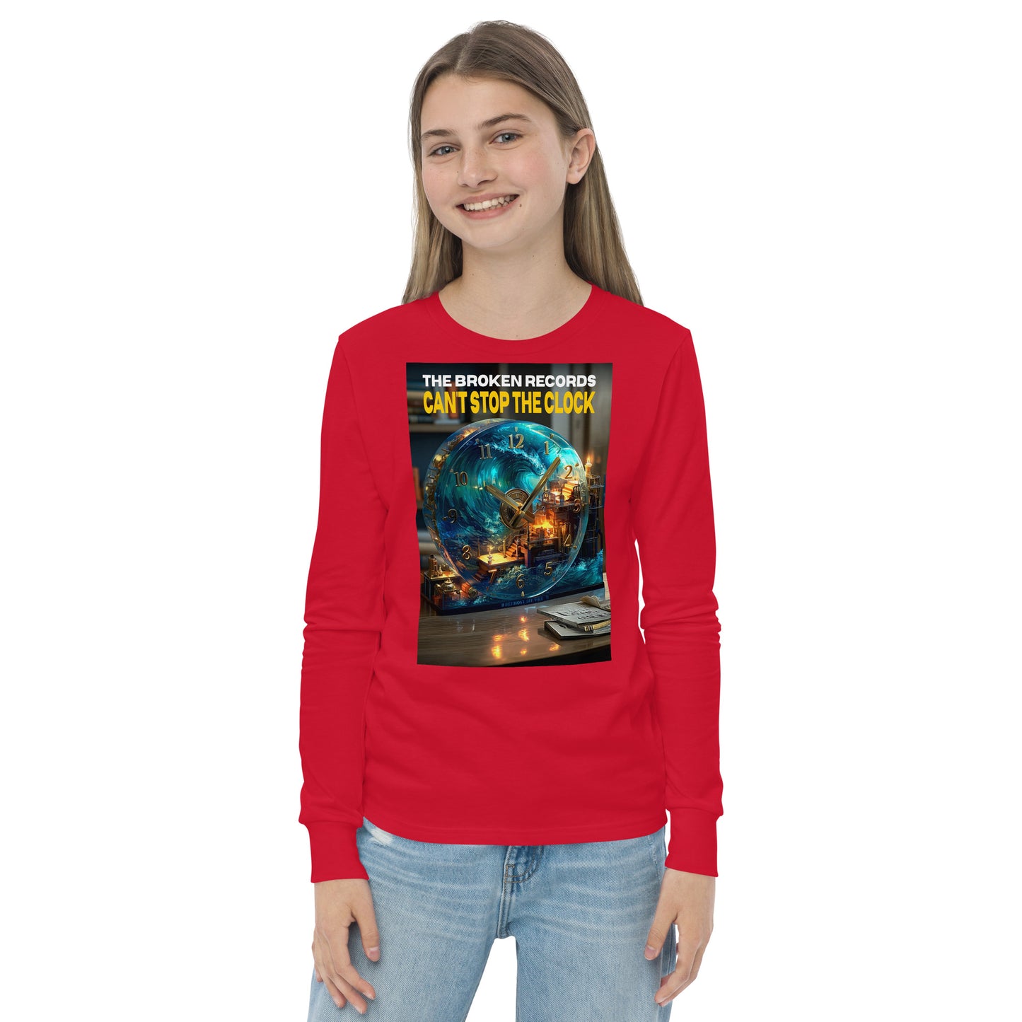 Can't Stop the Clock 1 Youth Long Sleeve Rock Band T-Shirt - Red
