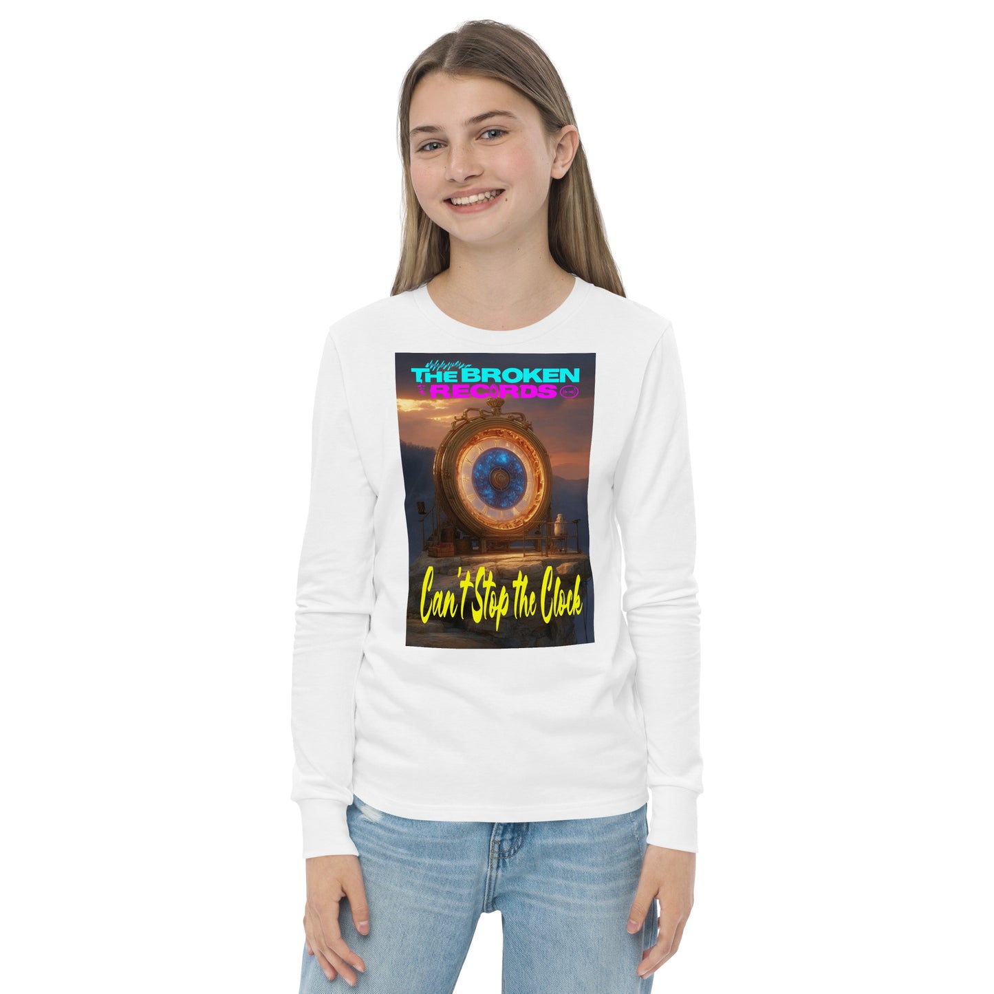 Can't Stop the Clock 2 Youth Long Sleeve Rock Band T-Shirt - White