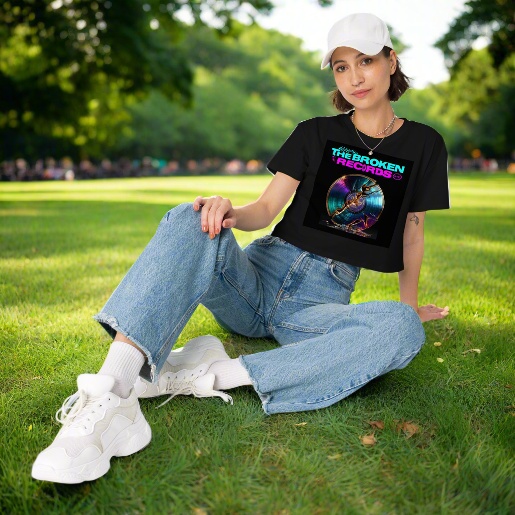 The Broken Records Album Women’s Crop Top - Black