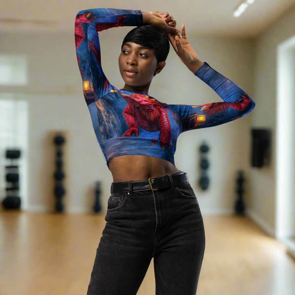 Morning After Red Dragon 3 - Long-Sleeve Crop Top