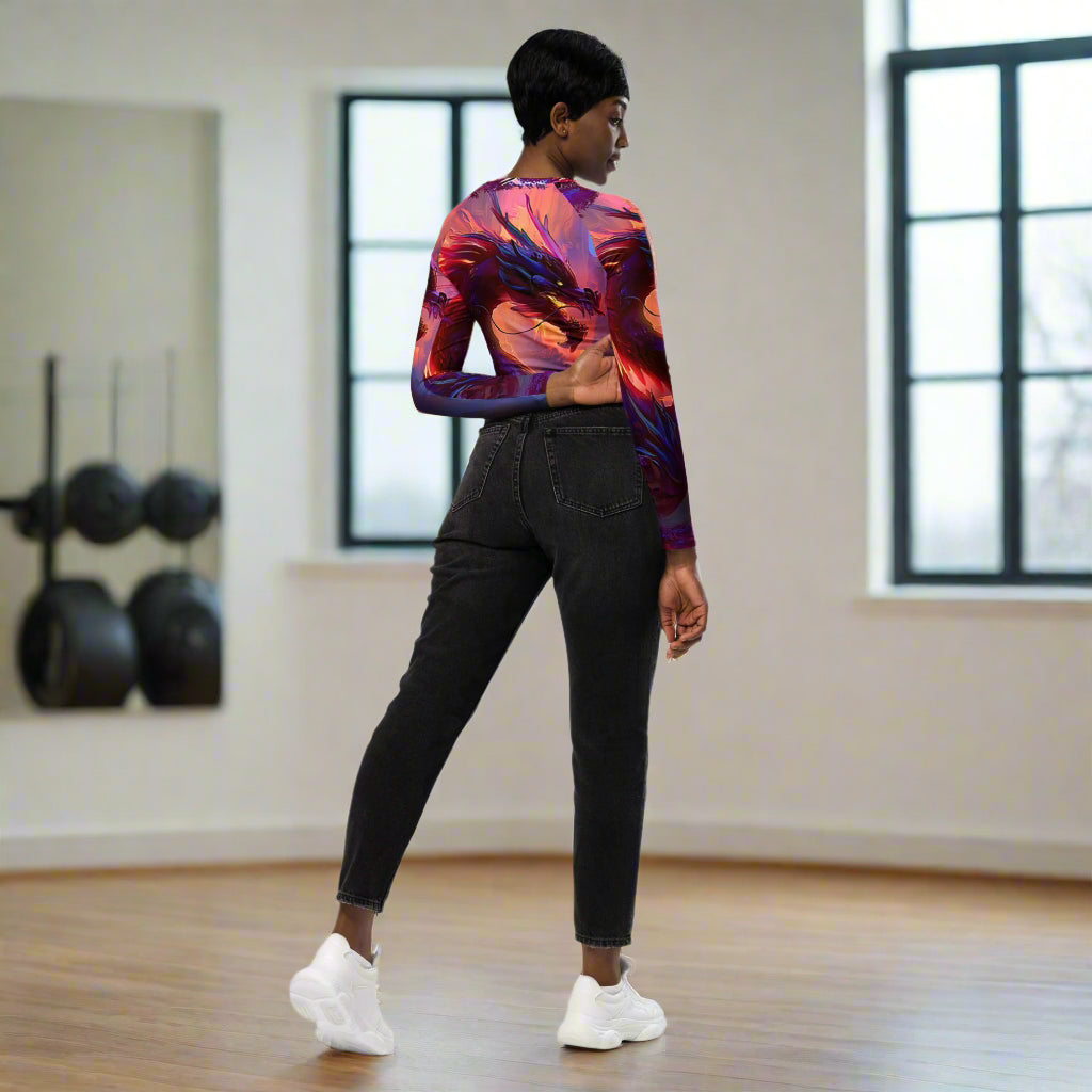 Morning After Red Dragon 2 - Long-Sleeve Crop Top