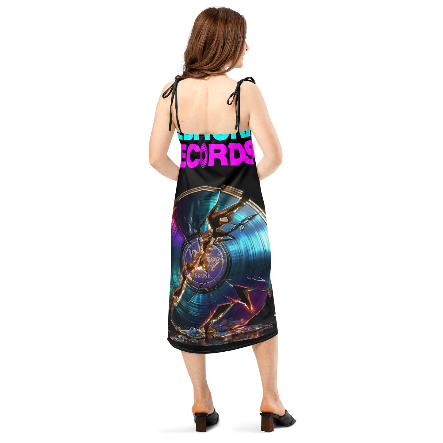 The Broken Records Album Tie-Strap Midi Dress Back