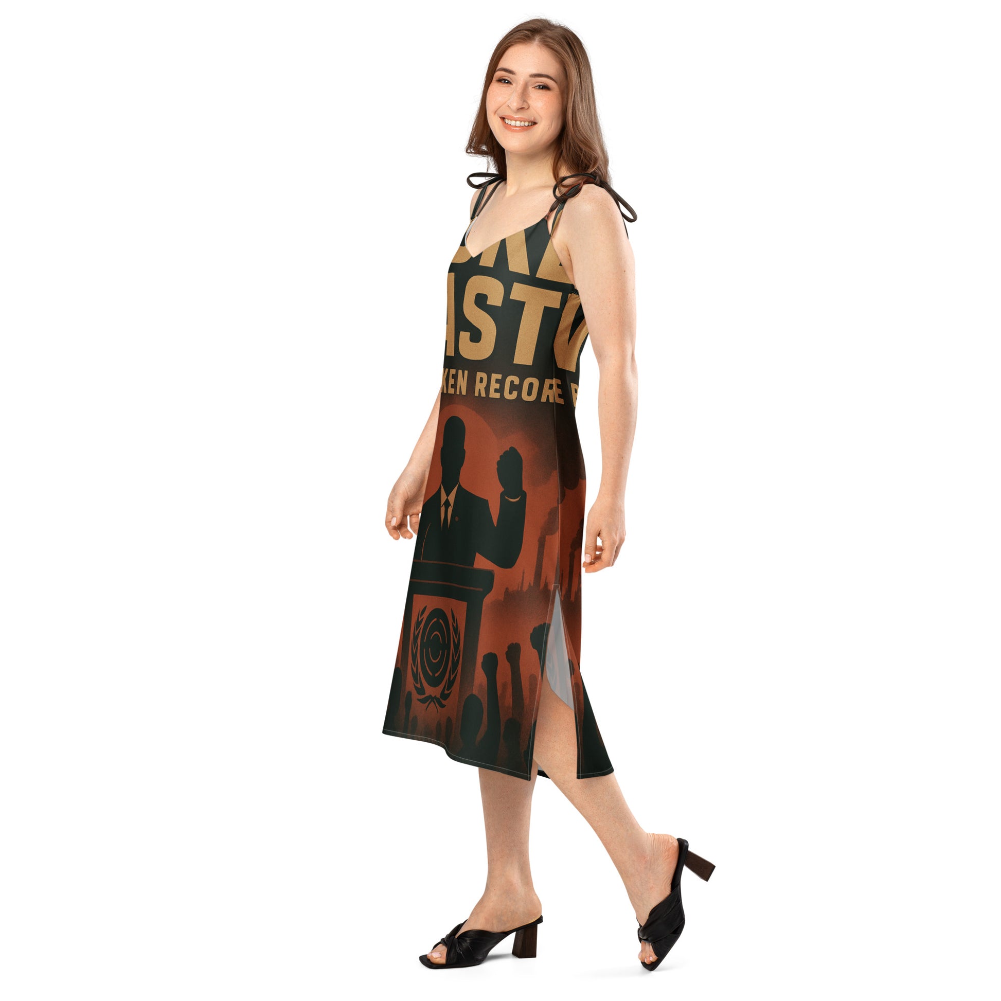 Wicked Waste Tie-Strap Midi Dress Front 
