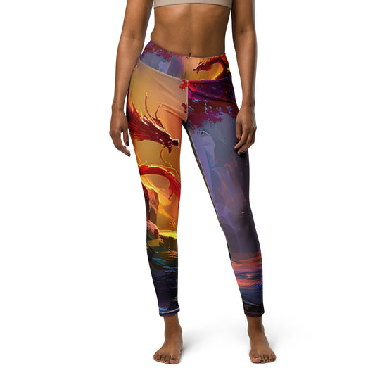 Morning After Red Dragon 1 - Rock Band Yoga Leggings