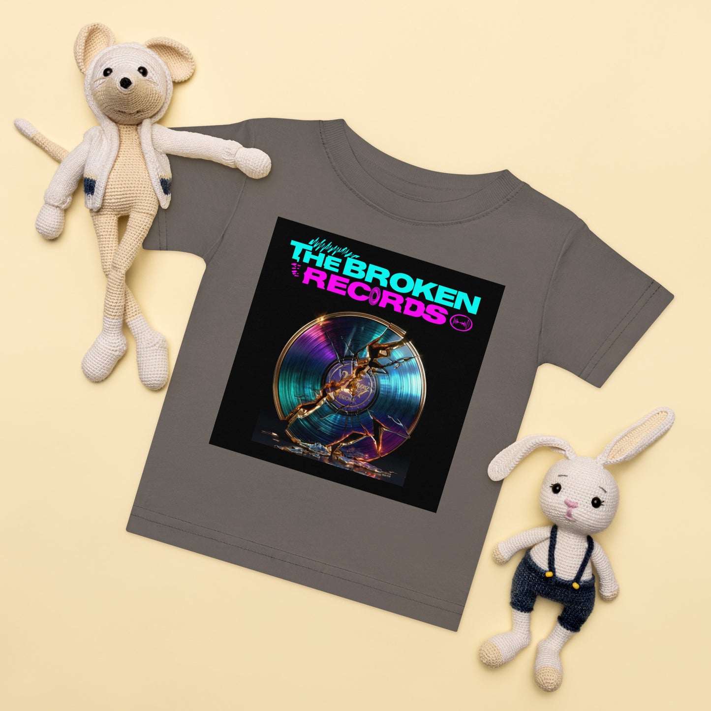 The Broken Records Album Baby Jersey Rock Band T-Shirt - Charcoal