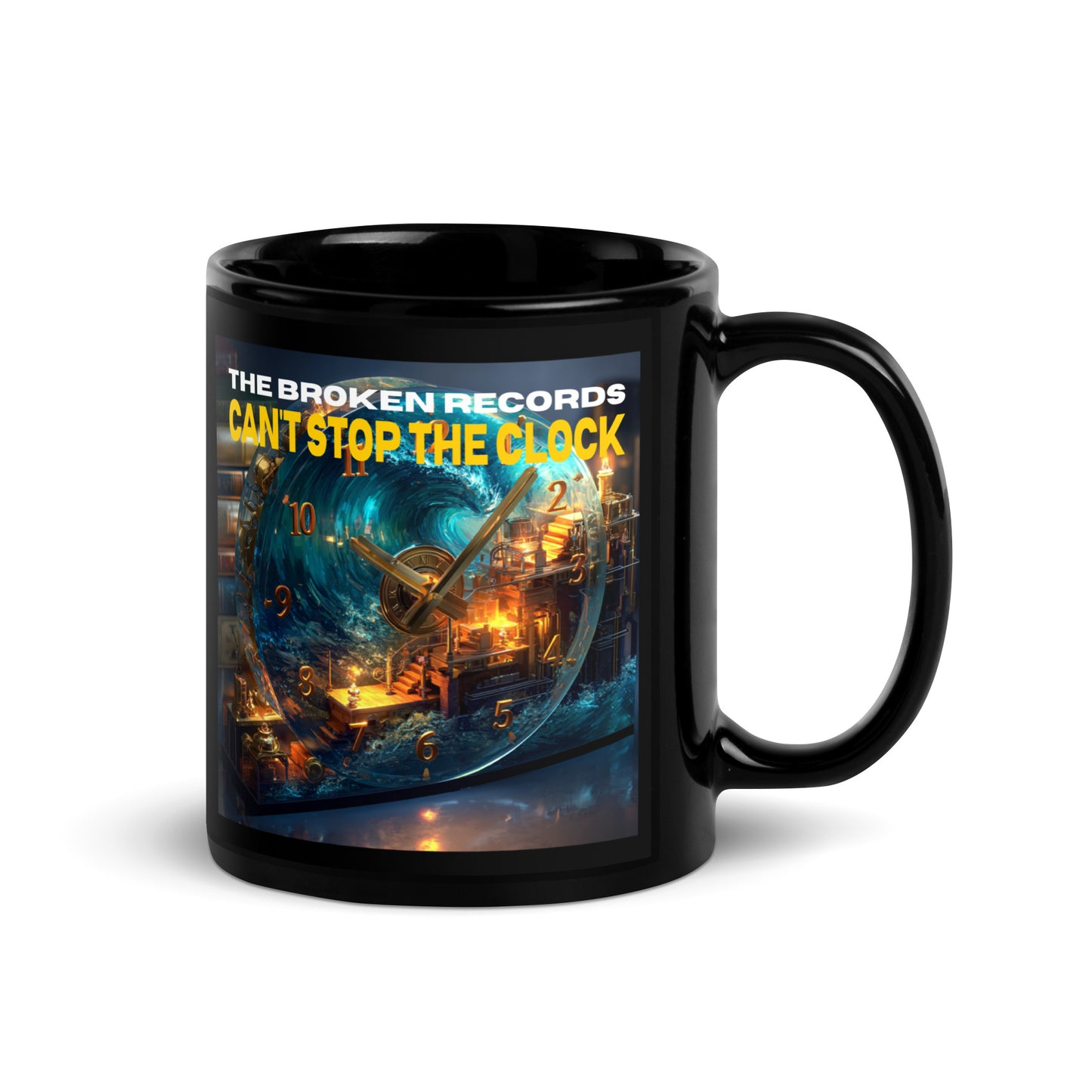 Can't Stop the Clock 1 - Black Glossy Mug