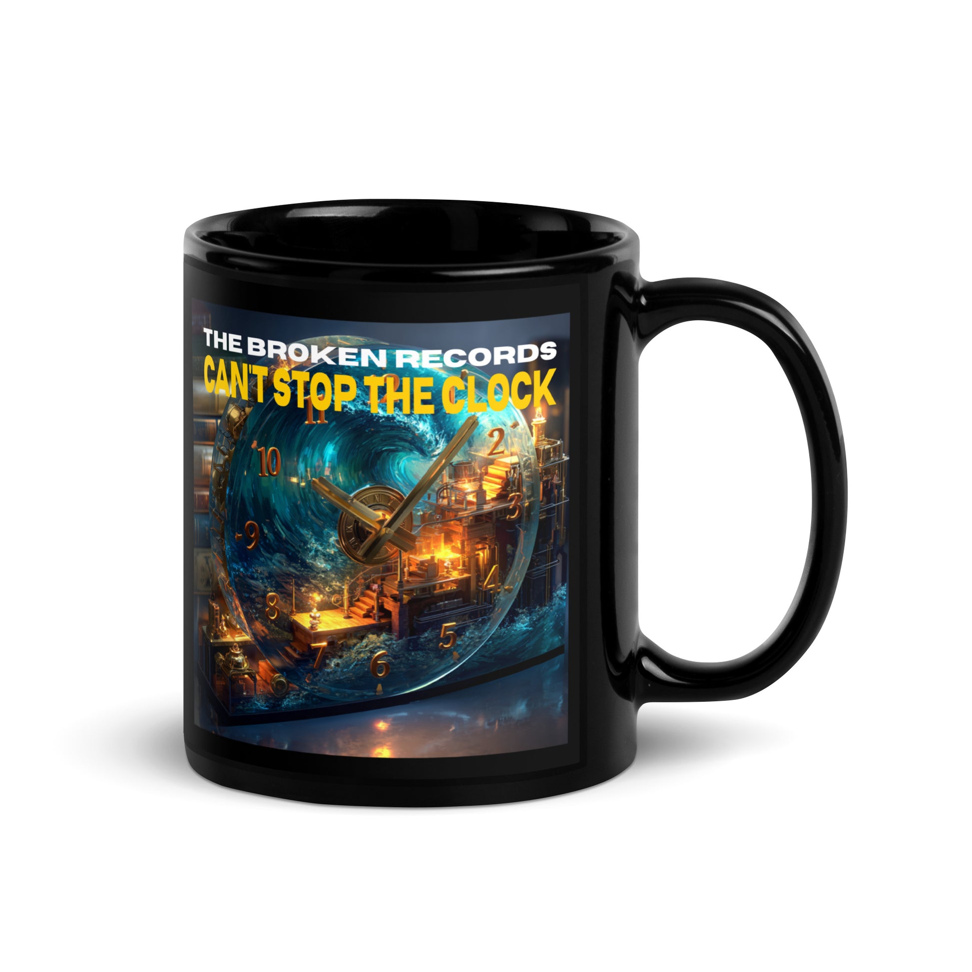 Can't Stop the Clock 1 - Black Glossy Mug