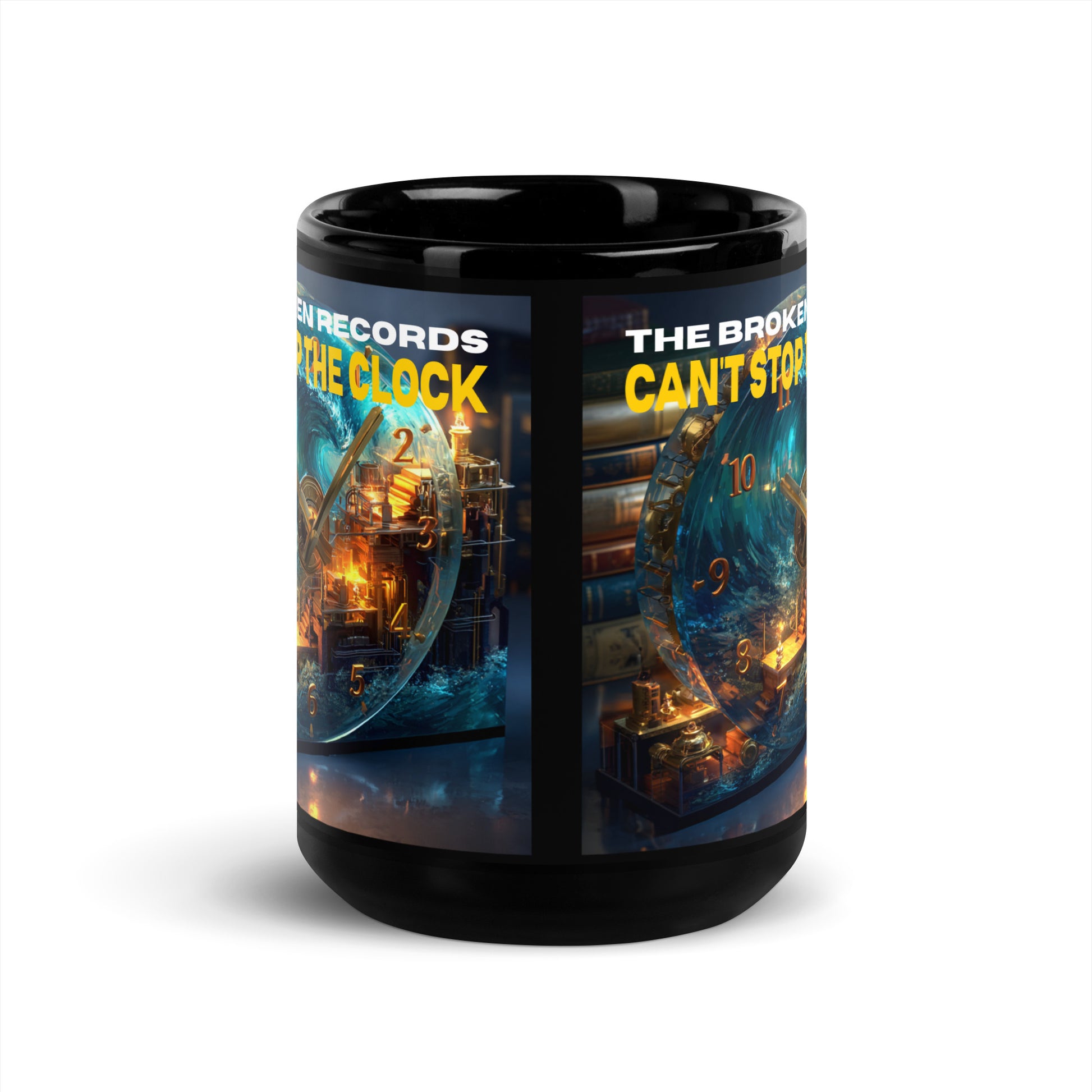 Can't Stop the Clock 1 - Black Glossy Mug