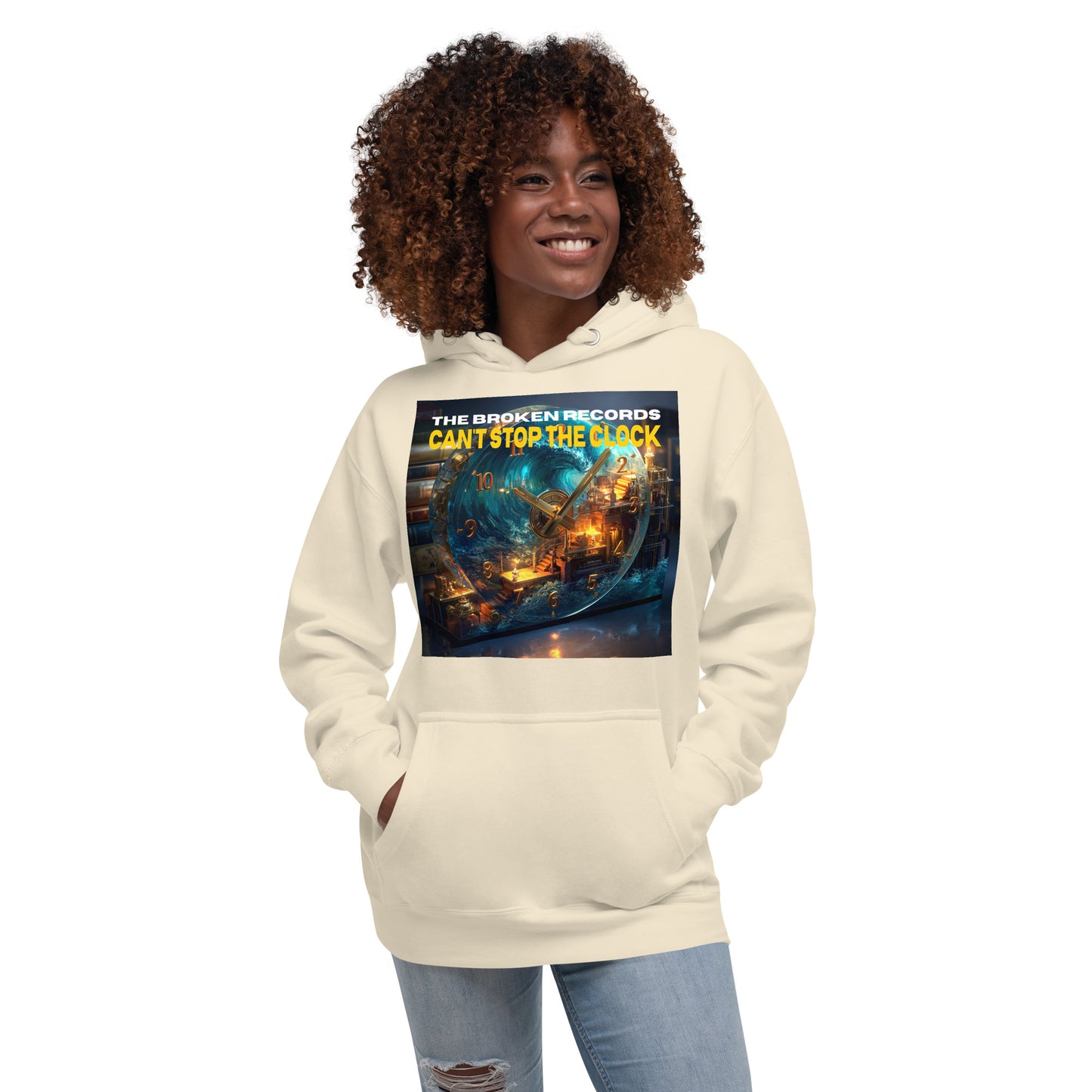 Can't Stop the Clock 1 Unisex Rock Band Hoodie - Bone