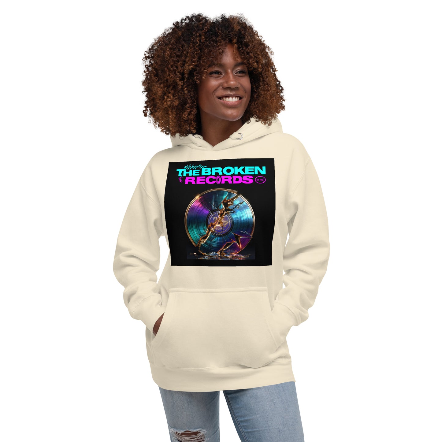 The Broken Records Album Unisex Rock Band Hoodie - Bone 